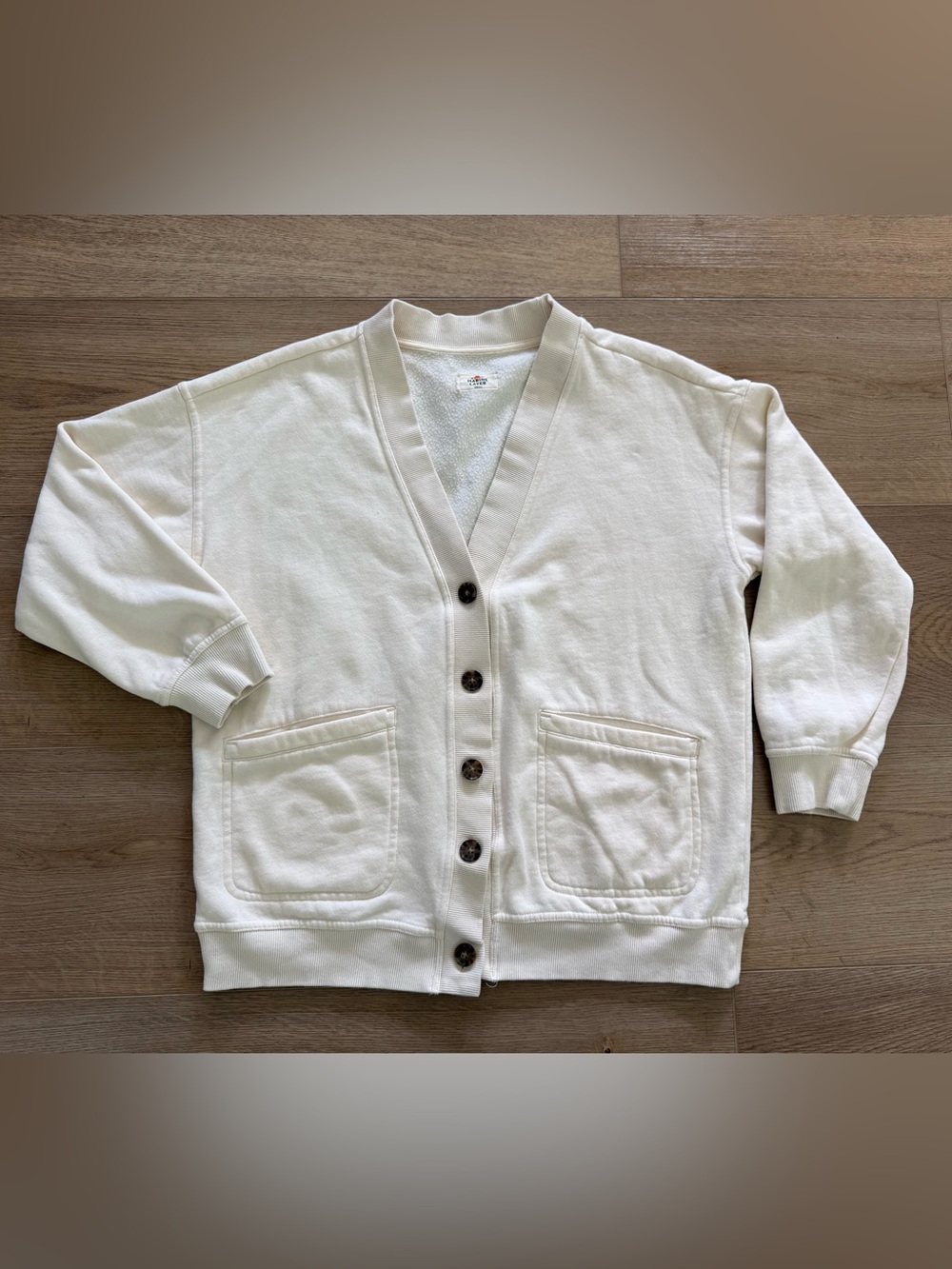 Marine Layer Cloud 9 Fleece Button Front Cardigan Small Cream